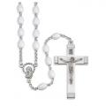 WHITE OVAL PLASTIC BEAD ROSARY (2 PC) 
