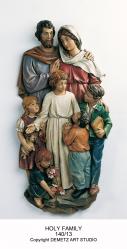  Holy Family With Children Statue 3/4 Relief in Linden Wood, 36\" & 48\"H 