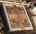 White Bible Cover - Four Evangelists Motif - Pascal Fabric 