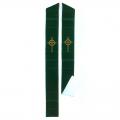  "Pure White/Green" Reversible Celtic Cross Clergy Overlay/Deacon Stole (Polyester) 
