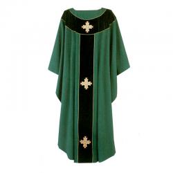  Crosses & Velvet Panel Priest Chasuble 