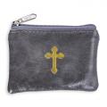  PEWTER MARBLE PATTERNED ZIPPER ROSARY POUCH (3 PC) 