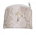  BEIGE REPTILE PATTERN GOLD STAMPED ROSARY CASE (2 PC) 