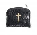  BLACK REPTILE PATTERN GOLD STAMPED ROSARY CASE (2 PC) 