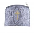  PEWTER REPTILE PATTERN GOLD STAMPED ROSARY CASE (2 PC) 