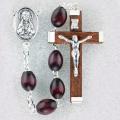  MAROON OVAL BOXWOOD BEADS HANDCRAFTED ROSARY 