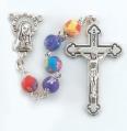  ROUND FLORAL MULTI-COLOR BEAD ROSARY 