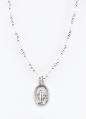  CLEAR CRYSTAL BEAD NECKLACE WITH SILVER SPACERS AND MIRACULOUS MEDAL 