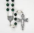  GREEN TIGER EYE WITH 10MM KIT CAPPED PEARL OUR FATHER BEAD ROSARY 
