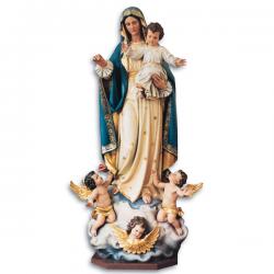  Our Lady of the Assumption of Mary Statue w/Child & Angels Statue in Linden Wood (Custom) 
