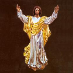  Risen Christ/Resurrection Statue 3/4 Relief in Linden Wood, 56\"H 