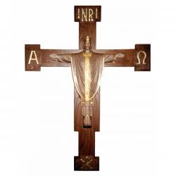  Christ the King/Christus Rex Crucifix 3/4 Relief in Linden Wood (48\" cross) 