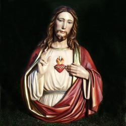  Sacred Heart of Jesus Bust 3/4 Relief in Poly-Art Fiberglass, 40\"H 