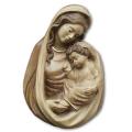  Our Lady w/Child Bust - 3/4 Relief Plaque in Wood, 2" - 6"H 