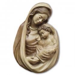  Our Lady w/Child Bust - 3/4 Relief Plaque in Wood, 2\" - 6\"H 