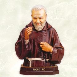  St. Padre Pio Bust Statue in Linden Wood, 18\" & 22\"H 