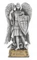  ST. MICHAEL PEWTER STATUE ON BASE 
