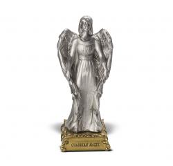  GUARDIAN ANGEL PEWTER STATUE ON BASE 