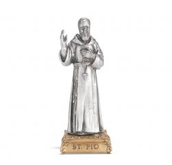  ST. PIO PEWTER STATUE ON BASE 