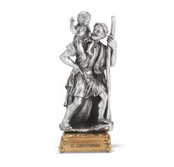  ST. CHRISTOPHER PEWTER STATUE ON BASE 
