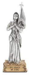  ST. JOAN OF ARC PEWTER STATUE ON BASE 