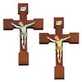  Walnut Block Style Crucifix for Church & Home (10") 