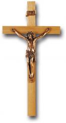  9\" OAK CROSS WITH MUSEUM GOLD PLATED CORPUS 
