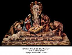  Christmas Nativity \"Gloria Angel & Shepherds by \"Bernardi\" Only in Linden Wood 