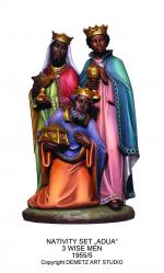  Christmas Nativity Three Wise Men Set \"Adua\" w/African Features in Fiberglass 