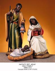  Christmas Nativity Holy Family Set \"Adua\" w/African Features in Fiberglass 