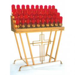  Electronic Candle Votive Light Stand - Tubular Base With Cross Insert - 40 Lite 