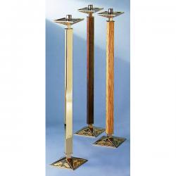  Floor Candlestick | 44\" | Brass Or Bronze | Embellished Square Column & Base 