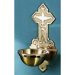  Holy Water Font | Wall Mount | 7-12\" x 15\" | Bronze Or Brass 
