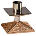  Altar Candlestick | 3-1/2" | Brass Or Bronze |Square Base & Column 