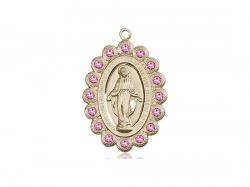  Miraculous Neck Medal/Pendant Only w/Rose Stones for October 