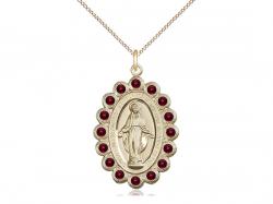  Miraculous Neck Medal/Pendant Only w/Garnet Stones for January 