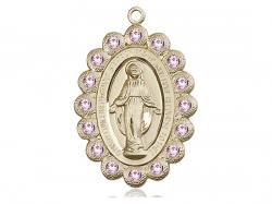  Miraculous Neck Medal/Pendant Only w/Light Amethyst Stones for June 