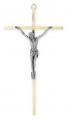  10" BRASS PLATED CROSS WITH ANTIQUED SILVER PLATED CORPUS 