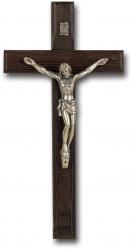  DARK WOOD CROSS WITH ANTIQUE SILVER PLATED CORPUS 