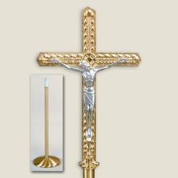  High Polish Finish Bronze Floor Processional Crucifix: Style 2070 - 85\" Ht 