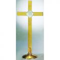  Altar Cross | 18" | Brass Or Bronze | Round Base | IHS 