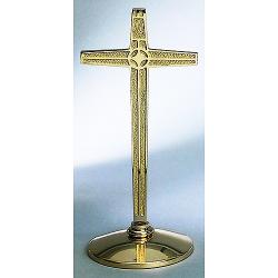  Altar Cross | 14\" | Brass or Bronze | Round Base | Modern 