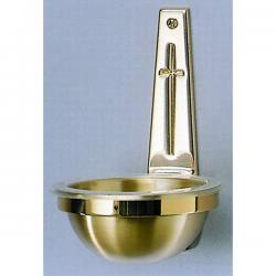  Holy Water Font | Wall Mount | 3-1/2\" Bowl | 1-3/4\" x 8\" | Bronze Or Brass | Cross Accent 