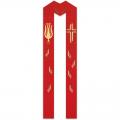  Red Overlay Stole - Cross/Dove/Flames - Cantate Fabric 