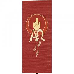  Red Ambo/Lectern Cover - A/O & Flames Motif - Pascal Fabric 