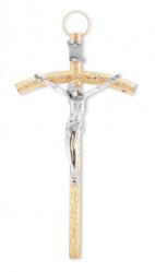  7\" GOLD PAPAL CRUCIFIX WITH SILVER CORPUS 