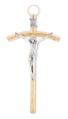  7" GOLD PAPAL CRUCIFIX WITH SILVER CORPUS 