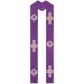  Purple Overlay Stole - Cross/Incense Motif - Cantate Fabric 