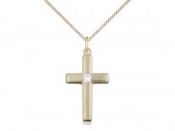  Cross Neck Medal/Pendant w/Crystal Stone for April 