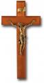  11" NATURAL CHERRY CROSS WITH MUSEUM GOLD CORPUS 
